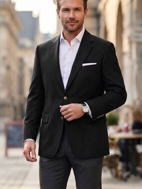 Bert Pulitzer Black Blazer Regimental Crest Buttons Classic Formal Luxury L